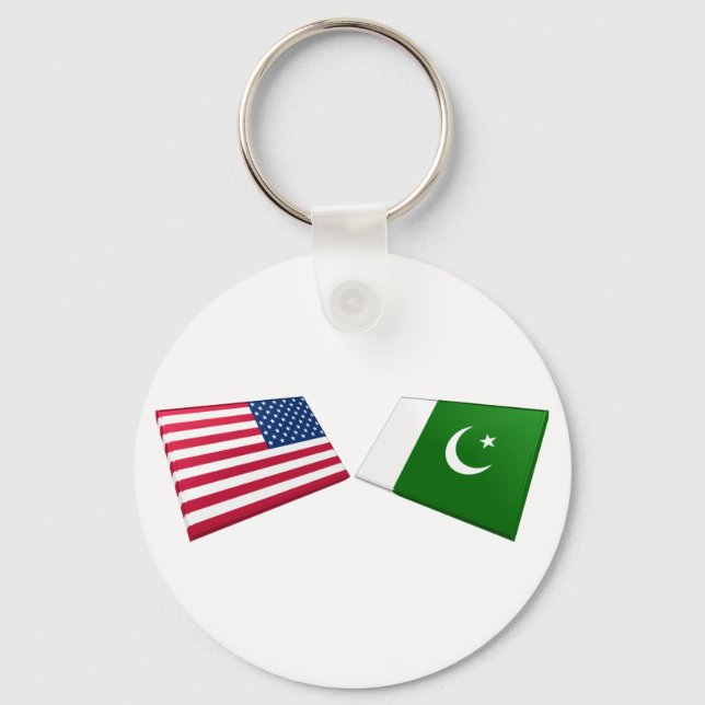 USA och Pakistan Flaggor Nyckelring (Framsida)