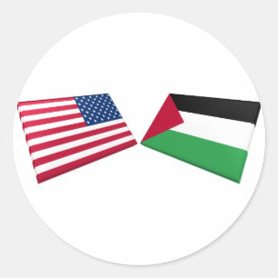 USA och Palestina Flaggor Runt Klistermärke