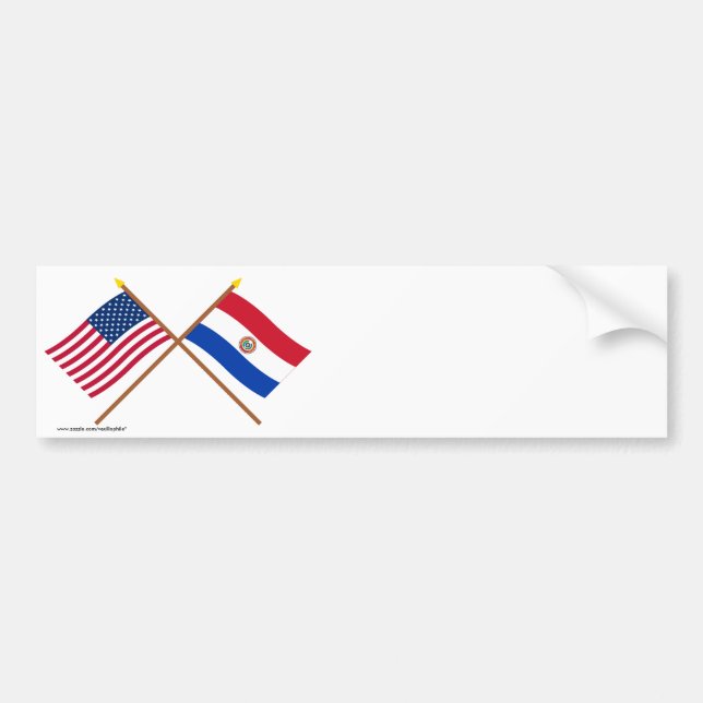 USA och Paraguays korsade flaggor Bildekal (Framsidan)