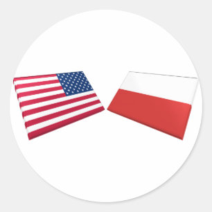 USA och Polen Flaggor Runt Klistermärke