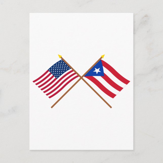 USA och Puerto Rico Crossed Flaggor Vykort (Framsida)