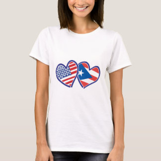 USA och Puerto Rico Flagga Heart T Shirt