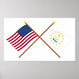USA och Rhode island över Flaggor Poster