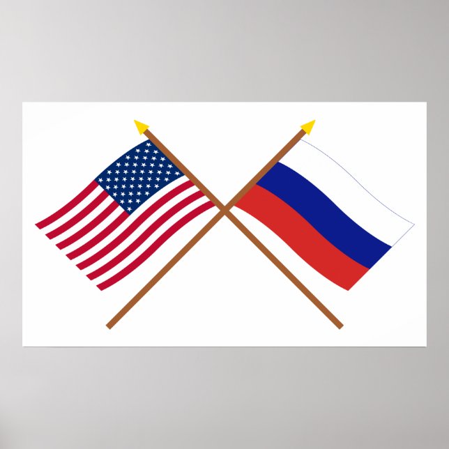 USA och Ryssland över Flaggor Poster (Framsidan)