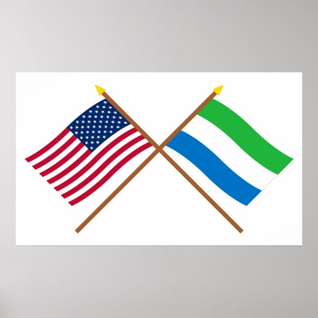 USA och Sierra Leone Crossed Flaggor Poster (Framsidan)
