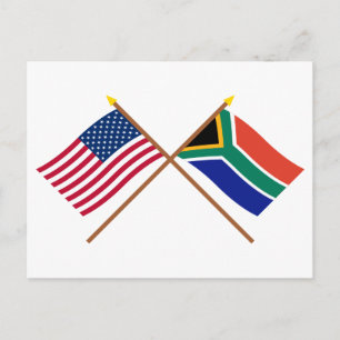 USA och södra Afrikan Crossed Flaggor Vykort