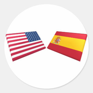 USA och Spanien Flaggor Runt Klistermärke