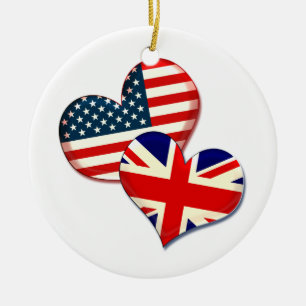 USA och Storbritannien hjärtan Julgransprydnad Keramik