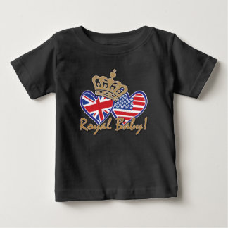 USA och Storbritanniens flagga hjärtan Royal Baby T Shirt
