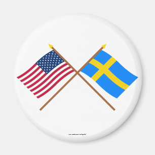 USA och Sverige över Flaggor Magnet