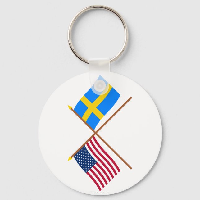 USA och Sverige över Flaggor Nyckelring (Framsida)