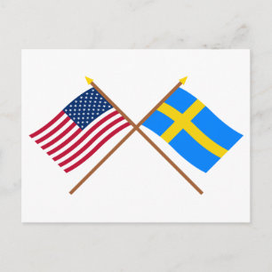 USA och Sverige över Flaggor Vykort