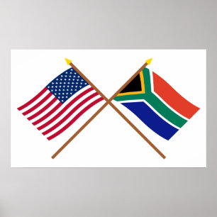 USA och Sydamerikanska Afrikan över Flaggor Poster
