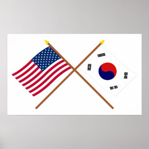 USA och Sydkorea över Flaggor Poster