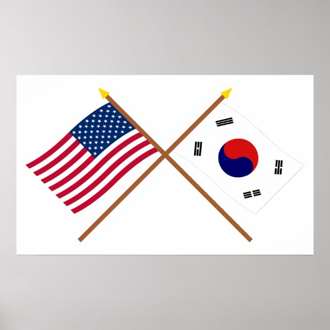 USA och Sydkorea över Flaggor Poster (Framsidan)