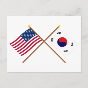 USA och Sydkorea över Flaggor Vykort