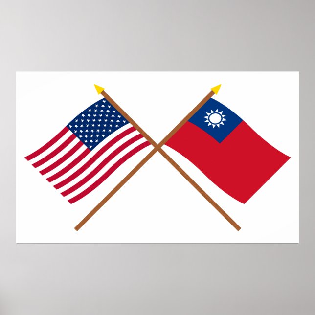 USA och Taiwan Flaggor som passerats genom korsnin Poster (Framsidan)