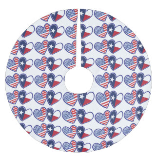USA och Texas Flagga Hearts Julgransmatta Borstad Polyester
