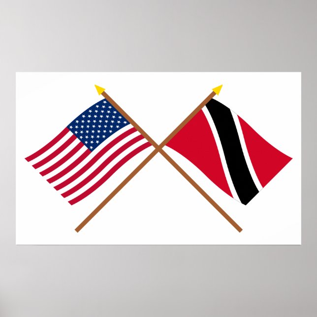 USA och Trinidad & Tobago Crossed Flaggor Poster (Framsidan)