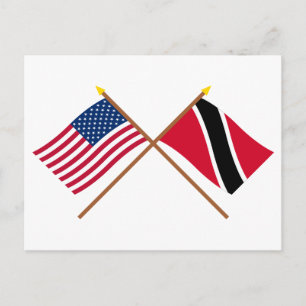 USA och Trinidad & Tobago Crossed Flaggor Vykort