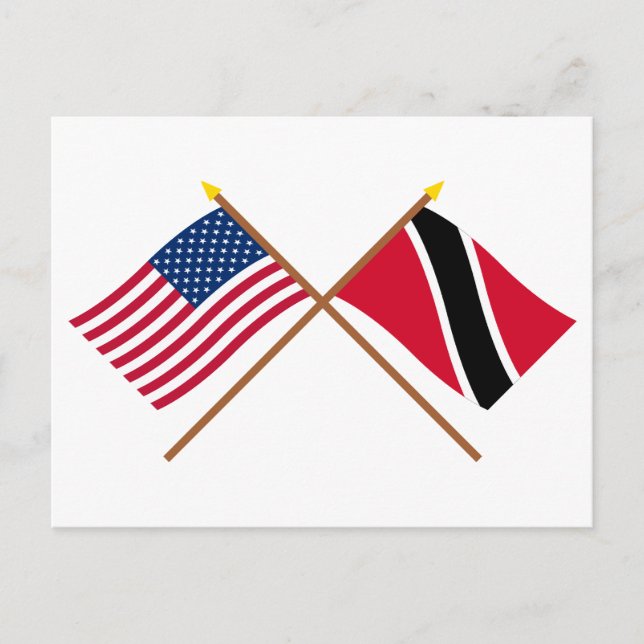 USA och Trinidad & Tobago Crossed Flaggor Vykort (Framsida)