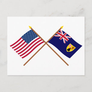 USA och Turks & Caicos Crossed Flaggor Vykort