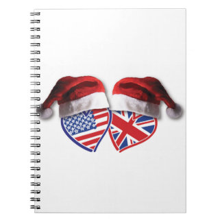 USA och UK Flagga Heart Santas Anteckningsbok