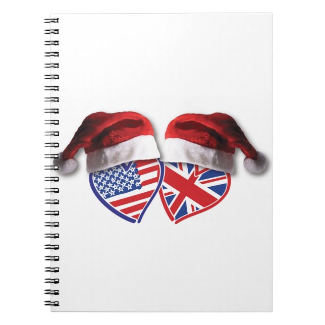 USA och UK Flagga Heart Santas Anteckningsbok (Framsidan)