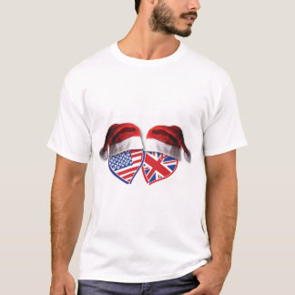 USA och UK Flagga Heart Santas T Shirt