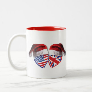 USA och UK Flagga Heart Santas Två-Tonad Mugg