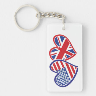 USA och UK Flagga Hearts