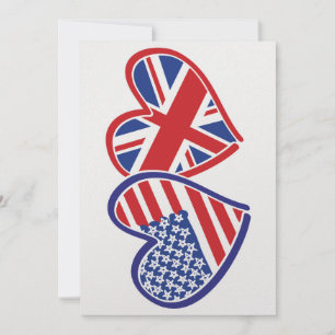 USA och UK Flagga Hearts Julkort