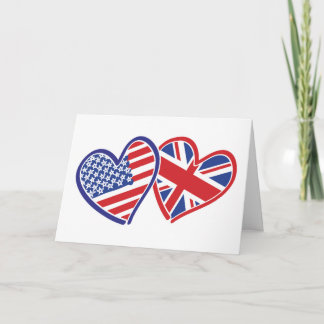 USA och UK Flagga Hearts Kort