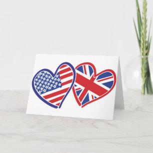USA och UK Flagga Hearts Kort