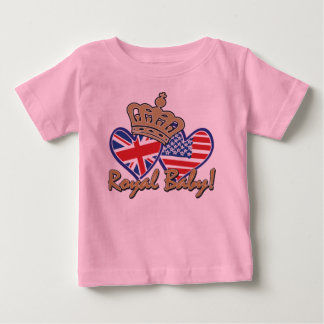 USA och UK Flagga Hearts med Krona T Shirt