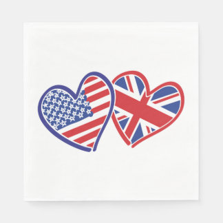 USA och UK Flagga Hearts Pappersservett