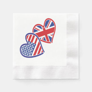 USA och UK Flagga Hearts Pappersservett