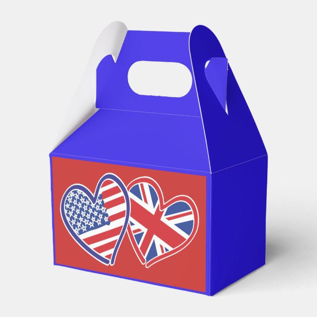 USA och UK Flagga Hearts Presentaskar (Baksidan Sidan)