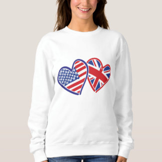 USA och UK Flagga Hearts T Shirt