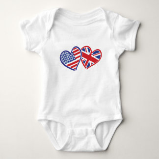 USA och UK Flagga Hearts T Shirt