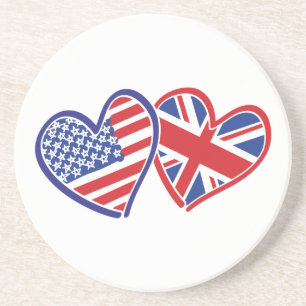 USA och UK Flagga Hearts Underlägg