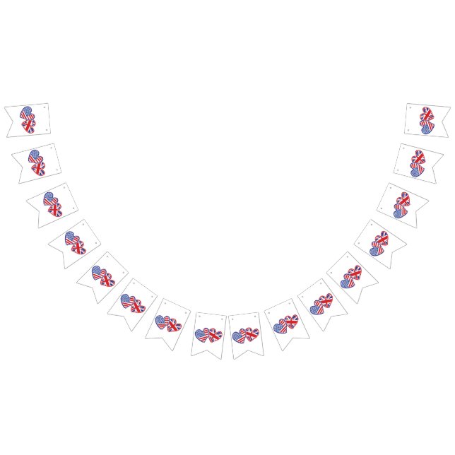 USA och UK-flaggahjärtor Vimplar (Alla)