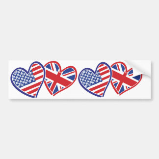 USA och UK i hjärtavisning kärleken Bildekal
