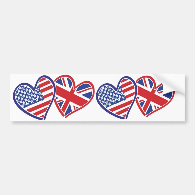 USA och UK i hjärtavisning kärleken Bildekal (Framsidan)