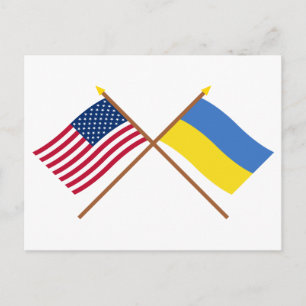 USA och Ukraina över Flaggor Vykort