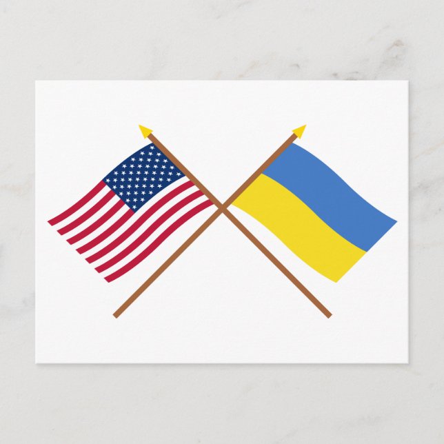 USA och Ukraina över Flaggor Vykort (Framsida)