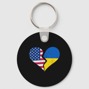 USA och Ukrainas flaggor – Brutet hjärta symbol Vi Nyckelring