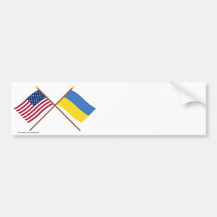 USA och Ukrainas korslagda flaggor Bildekal