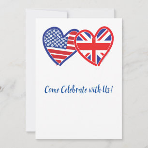 USA och Union Jack Kärlekshjärta Inbjudningar