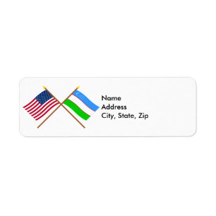 USA och Uzbekistan via Flaggor Returadress Etikett